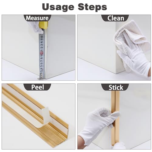 Image of Coengwui Aluminum Corner Guards, Peel and Stick L-Shaped Molding Trim for Wall Table Door Frame Protection and Decoration (Matte Gold, 3Pcs x 2.9ft x 0.8in)