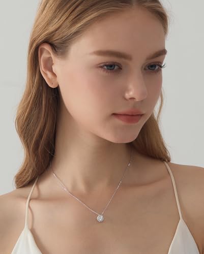 Simulated Diamond Pendant Necklace for Women Sterling Silver Solitaire Moissanite Dainty Choker Necklaces4