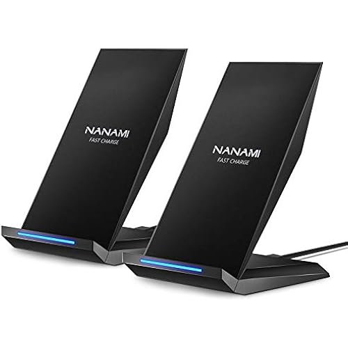 Fast Wireless Charger, [2 Pack] NANAMI Wireless Charging Stand Compatible with iPhone 17/17 Air/17 Pro/17 Pro Max/16/15/14/13, Desktop Nightstand Phone Charger Dock for Galaxy S26/S26+/S25/S24/S23/S22
