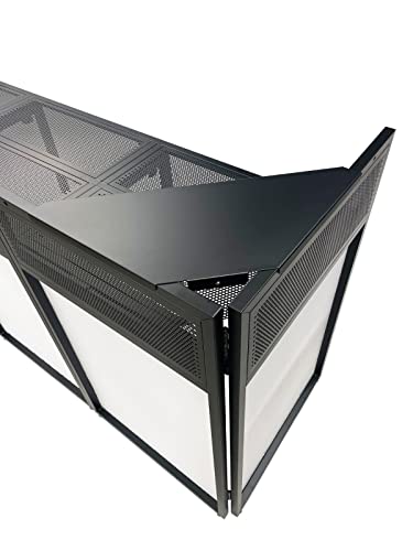 Mega 73" Wide Dj Event Facade White/Black Scrim Booth Two Top Corner Table Tops Largest Dj Facade Booth Available! Lightweight Aluminum #TOP5