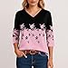 3/4 Length Sleeve Women Tops Dressy Casual Vacation T Shirt Fashion Summer Satin Shirts Printed V Neck Blouse