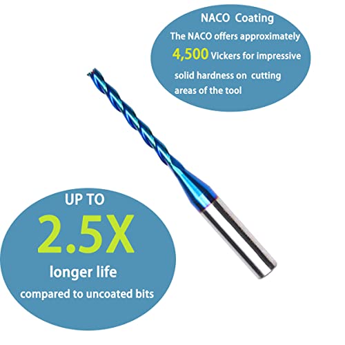 Dashhound Brf302 3 Flutes Cnc Solid Carbide Router Bits Nano Coating Up Cut End Mill Spiral Bit With 1/8 Inch Cutting Diameter 1/4 Inch Shank #TOP3