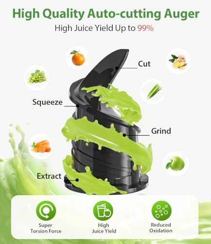 Juicer Machines Easy to Clean, with Wide Mouth & Large Feed Chute, Professional Cold Press Juicer For Whole Fruits & Vegetables, Self Feeding for Juice Extractor Machine, High Juice Yield