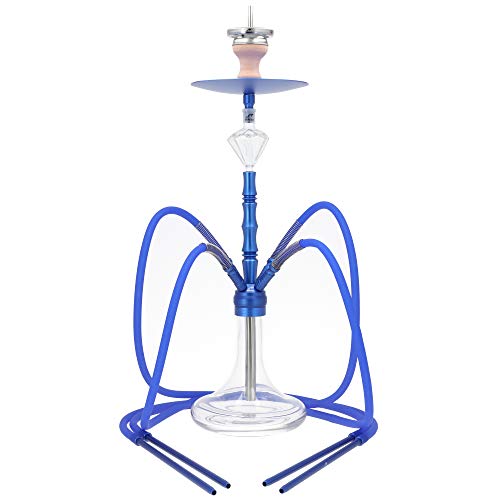 Smokezilla® MINYA 4S Shisha Set Blau - 4 Schläuche + Anschluss & Mundstücke - Inklusive Shisha Zubehör Mit Kaminkopfset…