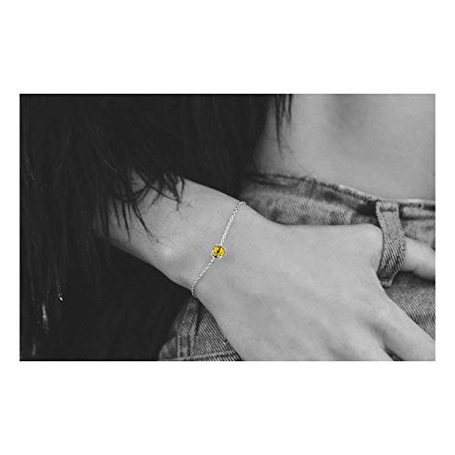 Egoo&Yamee November White Gold Plated Birthstone Bracelet Silver Copper Cubic Zirconia Crystal Hearts & Arrows Adjustable Bangle (12 Color) Gifts For Women #TOP6