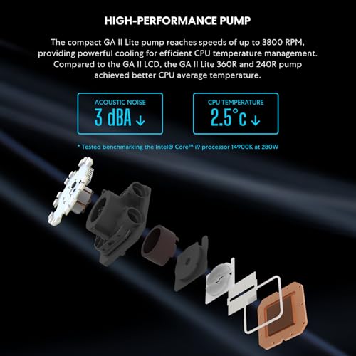 Galahad II Lite 360mm PBT Fans – High Performance, FDB Bearing Design, Customizable Pump ARGB Blockhead & Switchable Lid – 28mm PBT Fan, Support ARGB Side Light Strips for LGA 1700/AM5/AM4 (GA2L36PB) 1