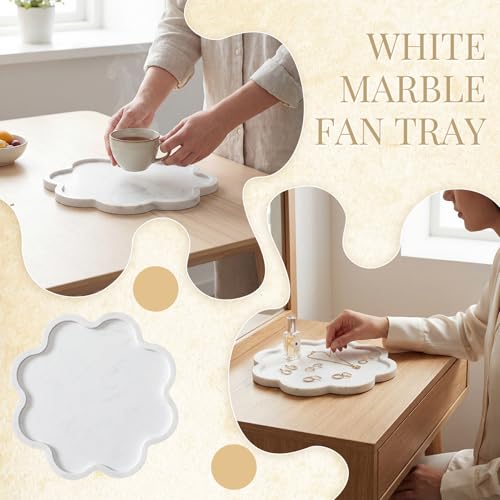 Bandeja de mármol blanca con borde decorativo scalloped 28.5x28.5x5.5 cm miniatura 5
