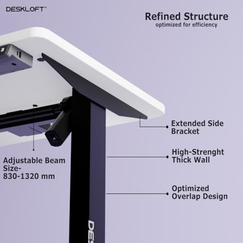 Image of Electric Standing Desk Height Adjustable Workstation| Ergonomic Sit Stand with Walnut Wood Grain Top, Motorized Adjustable Computer Desk for Home Office (Black Frame & White Top, 1200x600 mm)