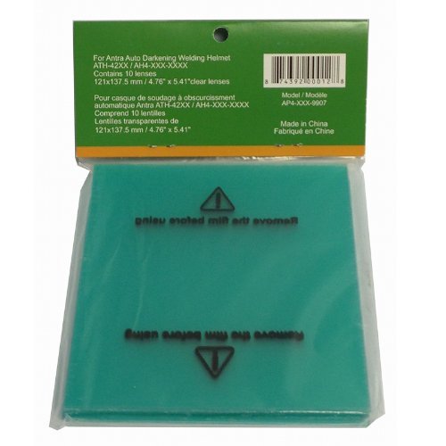 Antra Auto Darkening Welding Helmet 10 Outside Exterior Cover Lens AP4-XXX-9907 Fits AH4 or ATH-42XX, AH7-860, AH7-X90, AH7-X30P Series Welding Helmets