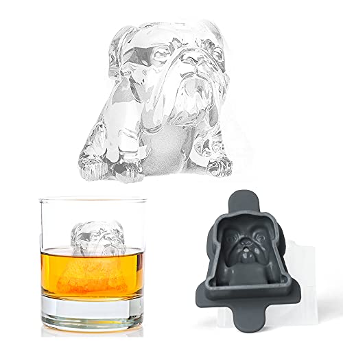 DUUFUN Leckfreier,langsam schmelzender Neuheits-Bulldogge-Große Eiswürfelform mit Anti-Kipp-Schutz,Spirituosen, Likör,Cocktails,Soda und mehr,6cm Cover