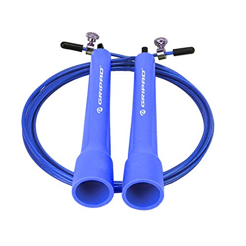 Gripad Wod Speed Jump Rope (Blue). Great For Speed-Jumping, Double-Unders, Wod, Boxing, Mma, Cardio Workout, And General Fitness Training. Adjustable Cable Length. Carry Case Included. #TOP2