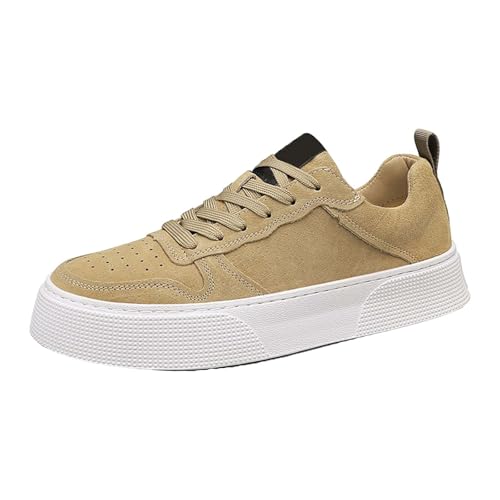 Zapatillas para hombre con plataforma, antideslizantes, transpirables, para caminar, cómodas, con cordones, zapatillas de deporte para hombre, zapatillas de deporte para correr en la calle, caqui, 40