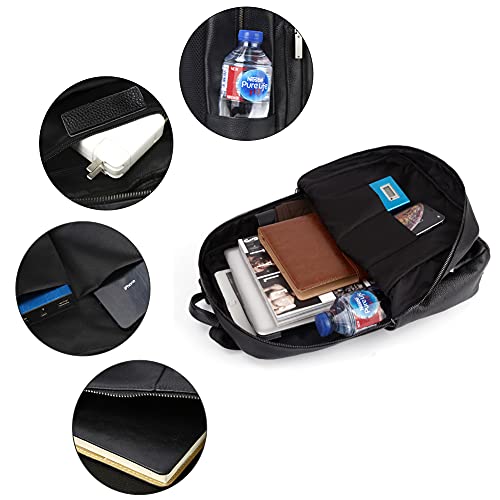 Leathario Men's Backpack Genuine Leather Laptop Backpack 16 Inch Luxurious Vintage Large Capacity Business Retro Travel Duffle Bag Overnight Weekender Daypack (Black-55) #TOP2