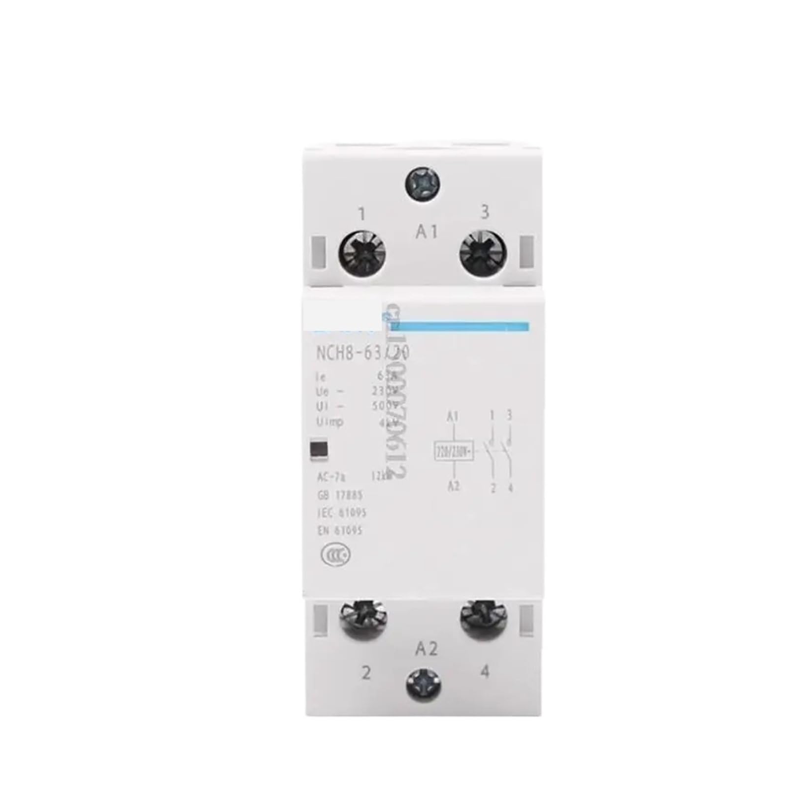 Contactor Modular de CA for el hogar NCH8, 220V, 230V, 400V, 20A, 25A, 40A, 63A, 1NO, 1NC, 2NO, 2NC, 4NO, 2, cuatro fases(NCH8-63,2NO2NC)