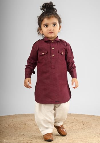 Image of POLKA TOTS Boys Cotton Pathani Set | Premium Pathani Kurta & Pyjama Set for Boys | Kurta Pajama for Kids Boy | Pathani Suit for Kids, Baby Boys & Toddlers | Ethnic Wear for Boy