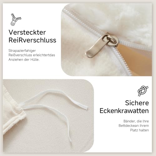 Lanqinglv Plüsch Bettwäsche 135x200 Kunstfell Weiß Flauschig Warme Flanell – Ansicht 5