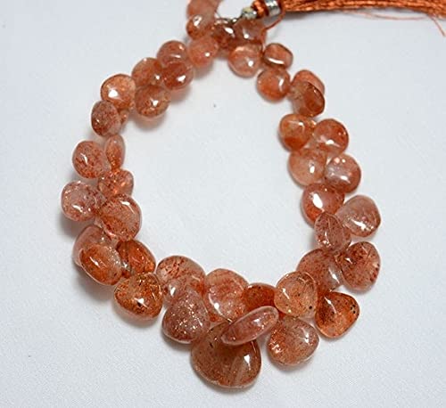 LKBEADS Koraliki w kształcie serca z kamieniem słonecznym, zwykły kamień szlachetny w kształcie serca, kamień szlachetny do biżuterii, ok. 25 cm
