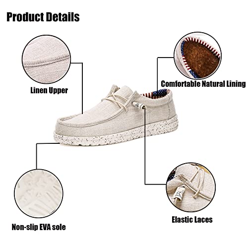 Men's Lace Up Canvas Flats Loafers,Casual Slip-on Boat Shoes Comfortable Light-Weight Walking Driving Cloth Shoes Breathable Canvas Shoes for Travel Dress2
