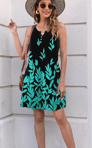 Image of Disamer Womens Summer Dress 2026 Casual Button Down V Neck Sleeveless Boho Floral Beach Sundresses Vacation A-Line Dresses