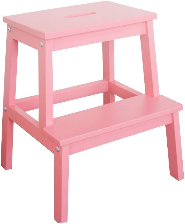 Taburete de escalera plegable de madera maciza para hogar y cocina OKUOKA