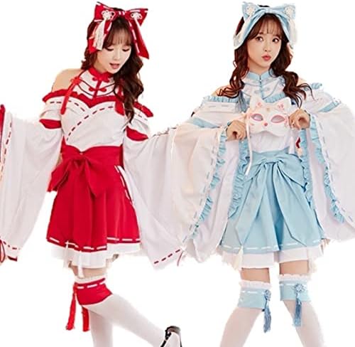 [Malymoon] 巫女 巫女さん 和装 和服 着物 水色 赤 お正月 新年 コスプレ衣装 ハロウィン コスプレ かわいい セクシー コスチューム 衣装 仮装 マリームーン 6点セット【9646】 詳細画像1