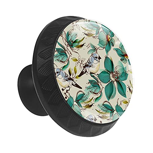 Bouton de tiroir rond oiseaux sur fleurs pour relooker facilement une commode