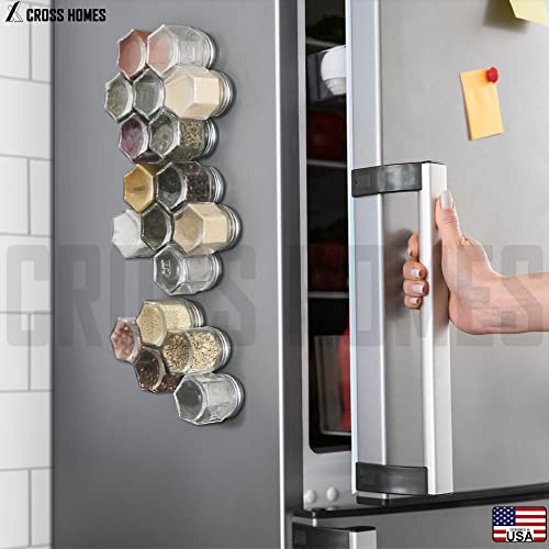 Magnetic Spice Jars Empty Small Hexagon Glass Spice Jars 20 Sets With Magnetic Lids, Shaker, Magnetic Board, Spice Labels Diy Spice Tins Magnetic Spice Rack For Refrigerator Fridge Cabinet Wall Mount #TOP6