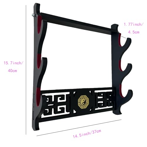 Z-fiber Sword Wall Mount Sword Holder Display Stand Padded Katana Wakizashi Genji and Samurai Swords Gossip Pattern,3 Tier - Image 2