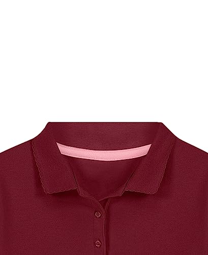 Image of Nautica Girls' School Uniform Short Sleeve Polo Shirt, Button Closure, Soft Pique Fabric