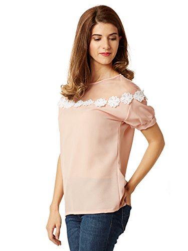 Image of Miss Chase Women's Light Pink Sheer Lace Top