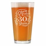 Bevvee Cheers to 30 Years - Pint Glass for Beer - Gifts for Women & Men - 30th Anniversary Party Decor - 16 Oz Glasses