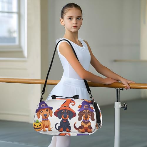 Duffle Bag for Boys or Girls with Shoes Compartment, Three Pumpkin Dog Sports Travel Bag Overnight3