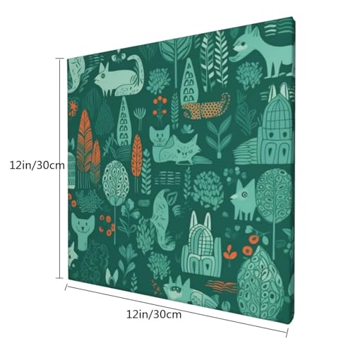Impression sur toile animaux verts sans cadre 30x30 cm pour salon