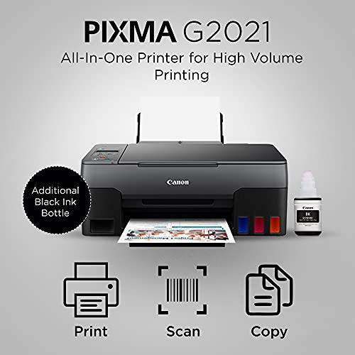 Image of Canon PIXMA G2021 All-in-One Ink Tank Colour Printer (Black) with 1 Additional Black Ink Bottle
