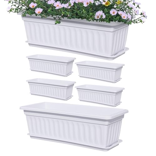 Genérico Jardineras para Ventana - Caja De Flores para Ventana 6 Unidades | Recipiente con Agujeros De Drenaje Resistente UV para Balcón Exterior Hortalizas Jardinería