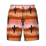CNTDBU Southwest Desert - Traje de baño 2 en 1 para hombre, de secado rápido, con forro, con forro de malla, con bolsillos, Negro, M