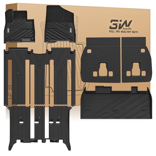3W Floor Mats & Seatback Mats & Cargo Liner for Kia Carnival Hybrid 2025 2026Only Fit 8 Seats Custom Fit All Weather TPE Full Set Floor Liner Trunk Mat with Backrest Mats Accessoires Black