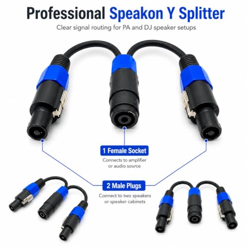 KOOKFJLLZ Speakon Y Cable Splitter (1 Female to 2 Male) - Professional Audio PA/DJ Speaker Cable 2-Pack by KOOKFJLLZ - Used condition - Image 3