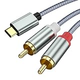 RCA kabel to usb c: Schließen Sie Geräte mit USB-Typ-c-Anschluss(Computern, Laptops, Handys), an Stereoempfänger und Lautsprecher an, Verstärker oder andere RCA-fähige Geräte.
