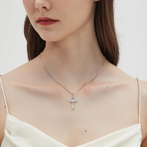 Infinity Cross Necklace for Women 925 Sterling Silver Danity Cross Pendant Necklace Christian Jewelry Baptism Gift 18''+2'' Chain2