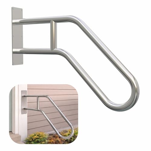 Image of JIALTO Wall Mounted Staircase Handrail Safety Grab Bar- Heavy Duty Metal Support Railing for Indoor Stairs, Bathroom & Entryway, Anti-Slip Wall Support Handle with Installation Kit (Silver, Pack of 1)