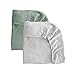 Pack 2 sábanas bajeras para moisés o capazo de Cochecito, sábanas Ajustables de Muselina Recambio Bajera Carrito bebé. Vestiduras moisés. Mimuselina (Blanco-Menta)