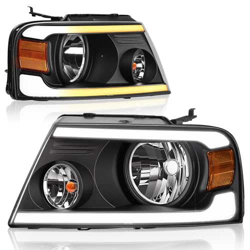 AUTOSAVER88 Switchback LED Tube Headlights Assembly Compatible with 2004 2005 2006 2007 2008 Ford F150 F-150 DRL Headlamp Replacement Pair with Amber Reflector by AUTOSAVER88 - Used condition - US$133.73