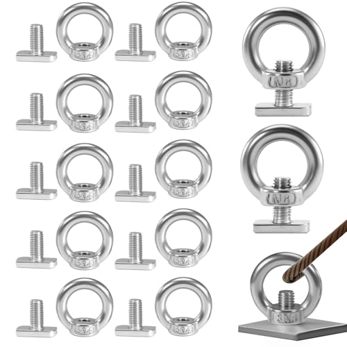 DTLLCZP 12 pezzi M8 Dado a Occhiello, M8 x 20 mm metrici Dadi Anello Occhio, in acciaio inossidabile, dadi ad ala e dadi ad anello, viti per occhi