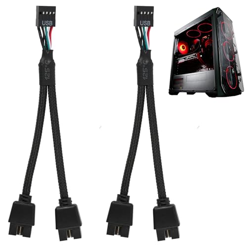 Cyiamku 2 Pièces Répartiteur USB 2.0 9 Broches, USB Header Splitter Carte Mère, Extension Carte Mère, Adaptateur Double Tête pour PC, Contrôleurs RGB,...