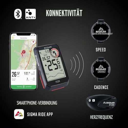 SIGMA ROX 4.0 Black | Fahrradcomputer kabellos GPS & Navigation inkl. Halterung | Outdoor GPS...