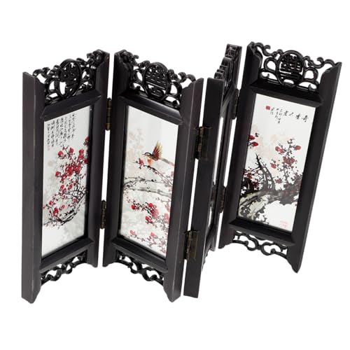 VICASKY Paravent Miniature Chinois Décoration Art Traditionnel pour Bureau Séparateur Style Vintage pour Petite