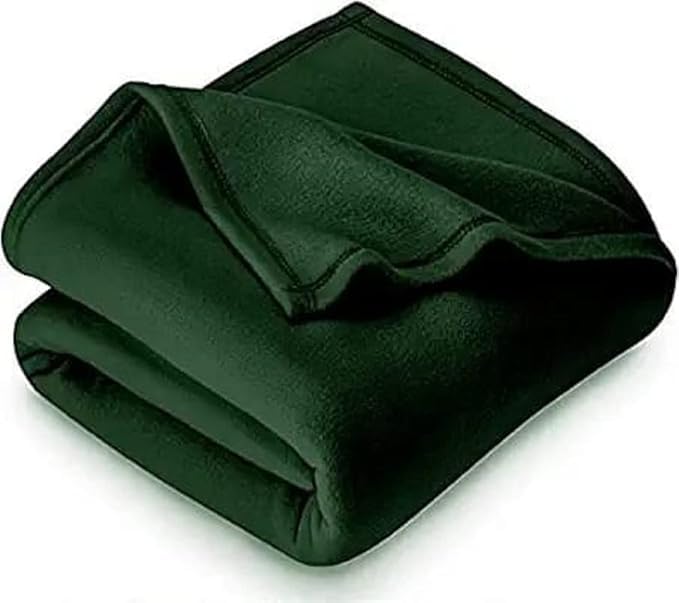 Image of Combo Pack of 2 Single Bed Solid /Plain Fleece Polar Ac Blanket Size - 60 * 90 inch, Color-Green (Green)