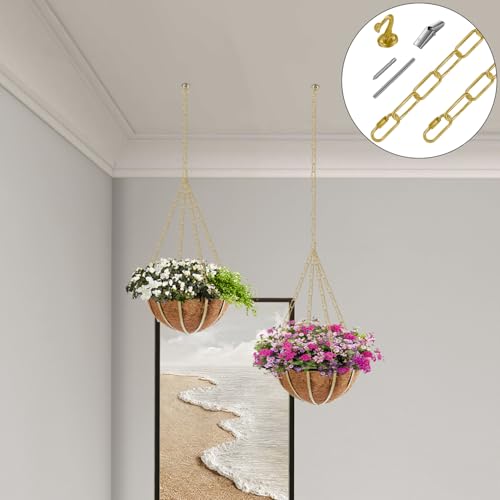 Image of 6 Ft Heavy Duty Hanging Chain Kit for Lighting Fixture (Brass) | for Lighting Fixture, Chandelier, Pendant, Lantern, Swag Lamp, Plant /Flower Basket, Bird Feeder