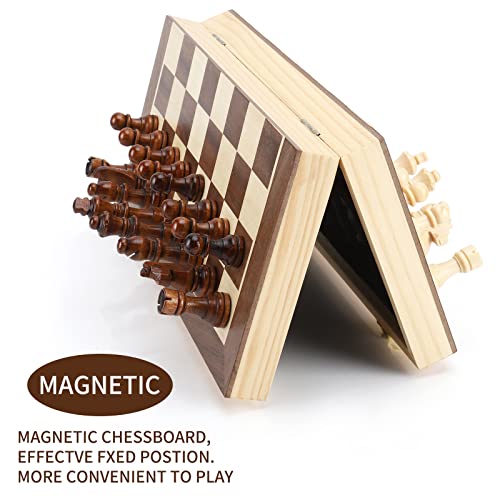 Hnoerin Chess Board, Chess Sets For Adults, Magnetic Chess Set Wooden Travel Chess Set For Kids, Folding Chess Board Set With Crafted Chess Pieces Includes Extra Queens, Great Gifts For Friends #TOP3